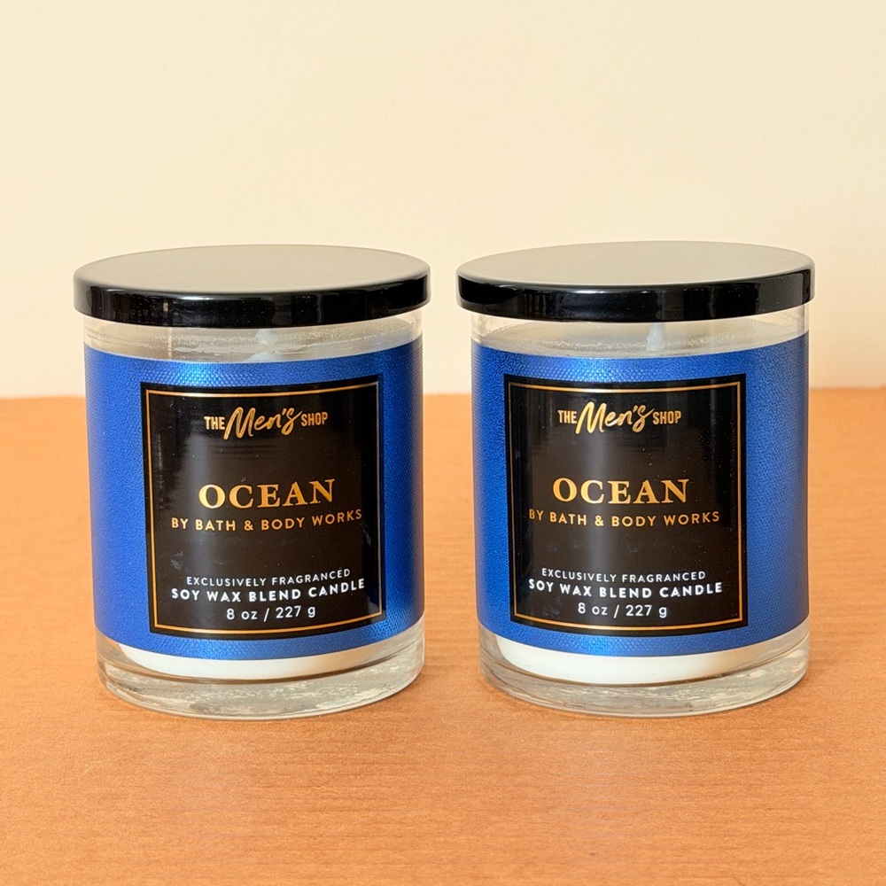 2 X Bath & Body Works Ocean Soy Wax Blend Single Wick Candle 8 oz